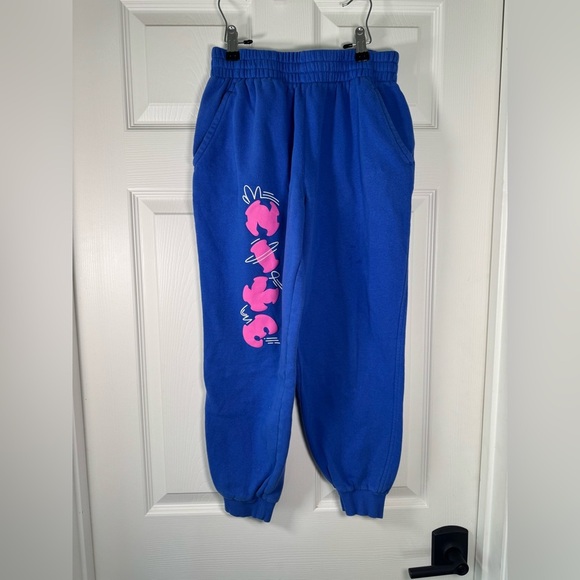Nike Girls Colbolt Blue Joggers With Pink Groovy Logo Size Large - Picture 1 of 10